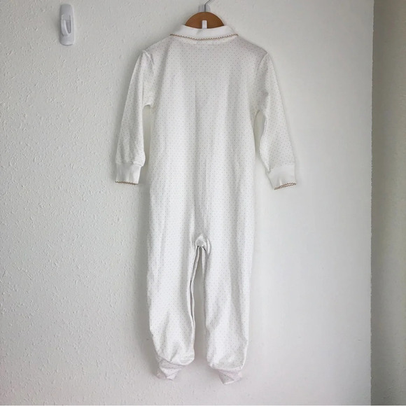 NWT Dondolo footie sleeper white with tiny taupe polka dots size 2T - Picture 3 of 12